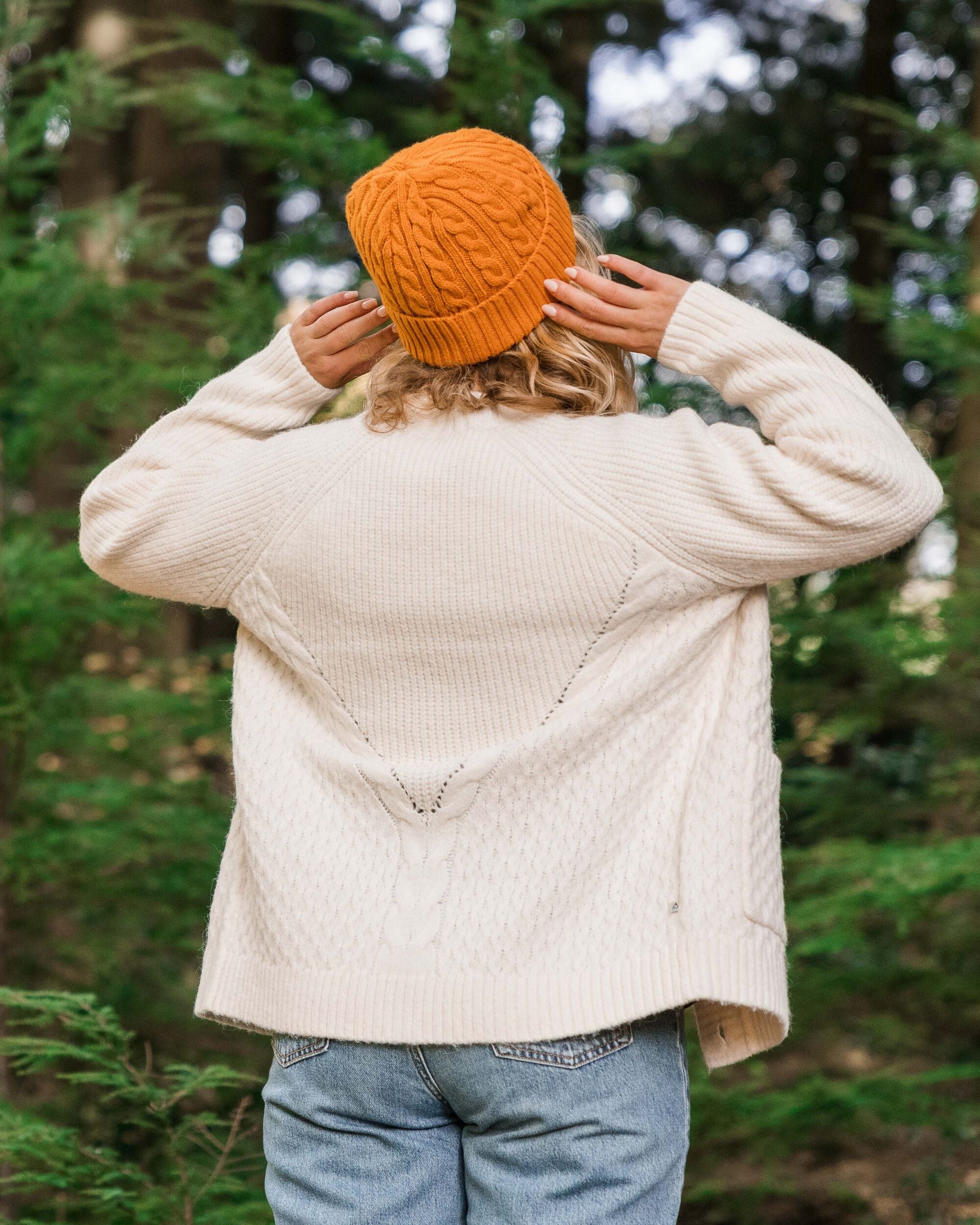 Homey Recycled Knitted Cable Cardigan - Off White - Lifestyle