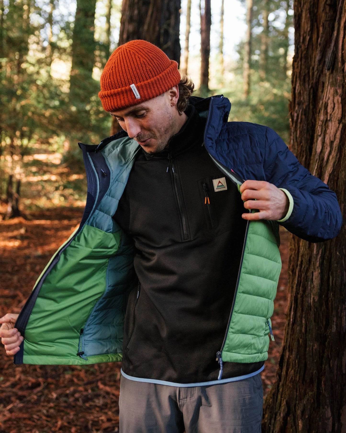 Ashland Down Recycled Jacket - Rich Navy/Pear Green