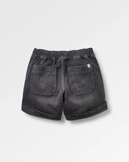 Carriso Denim Short - Washed Black Denim - Flatlay