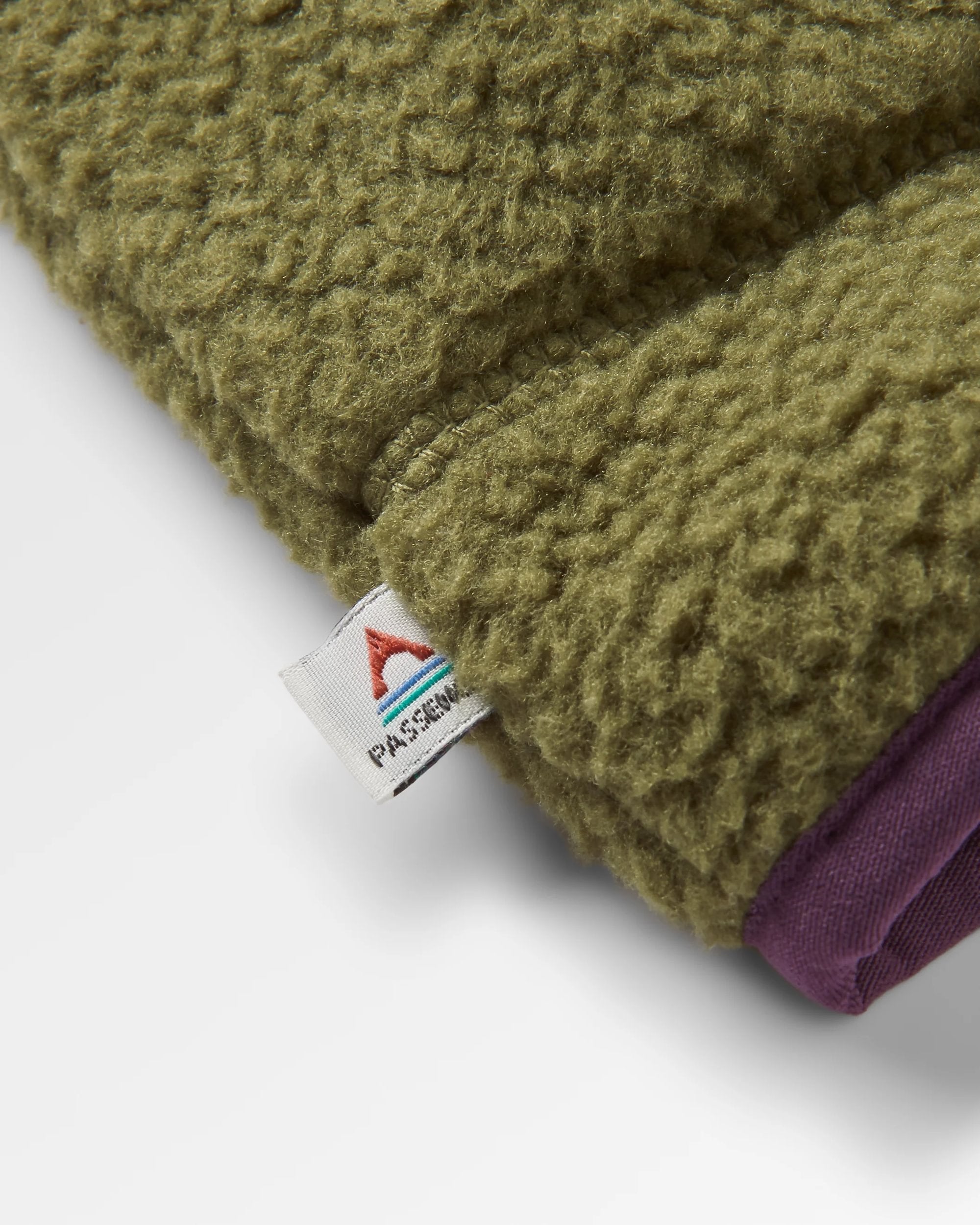 Home Recycled Sherpa Fleece - Deep Plum/Khaki - Flatlay