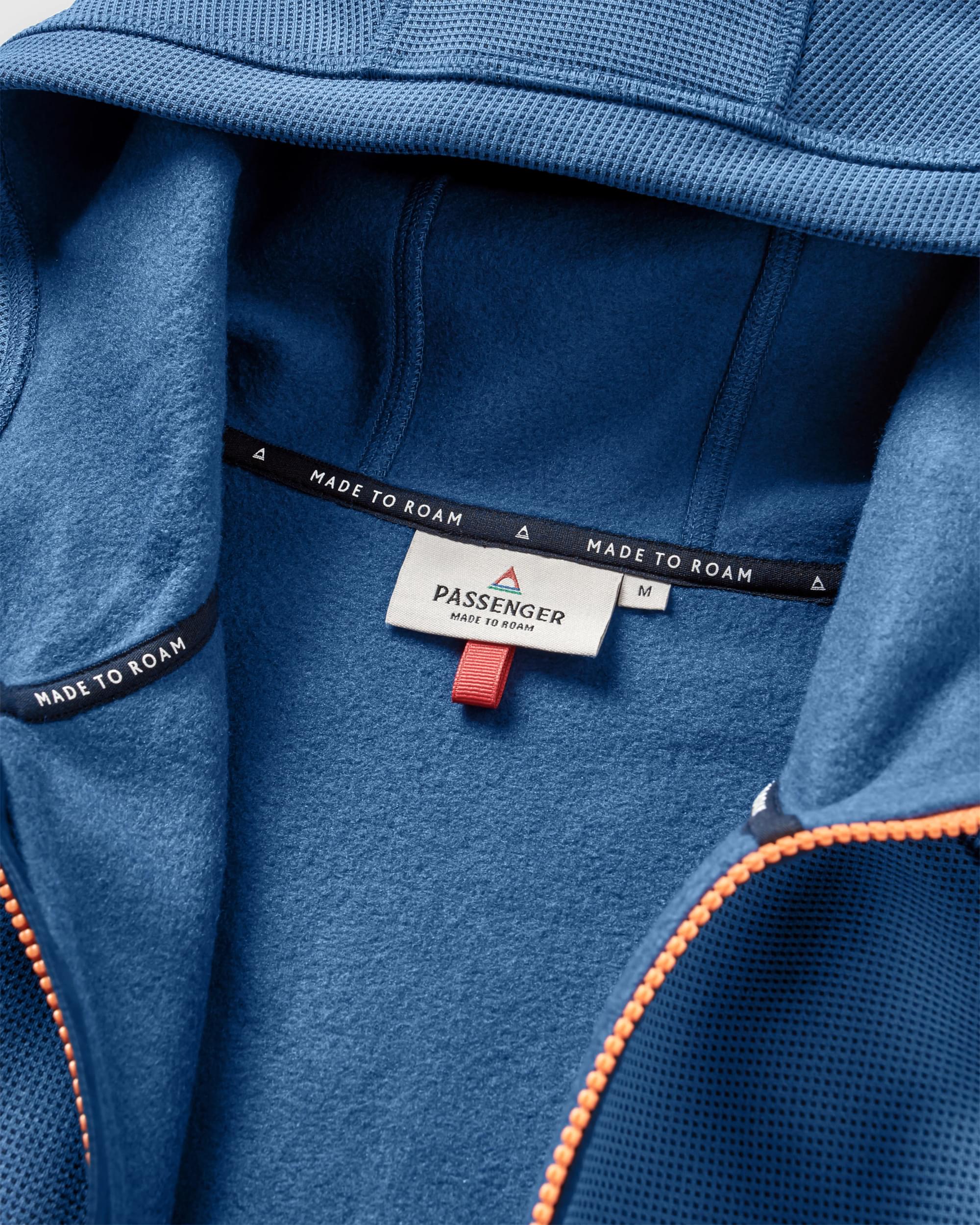 Vertical Full Zip Hooded Recycled Fleece - Dark Denim - Flatlay