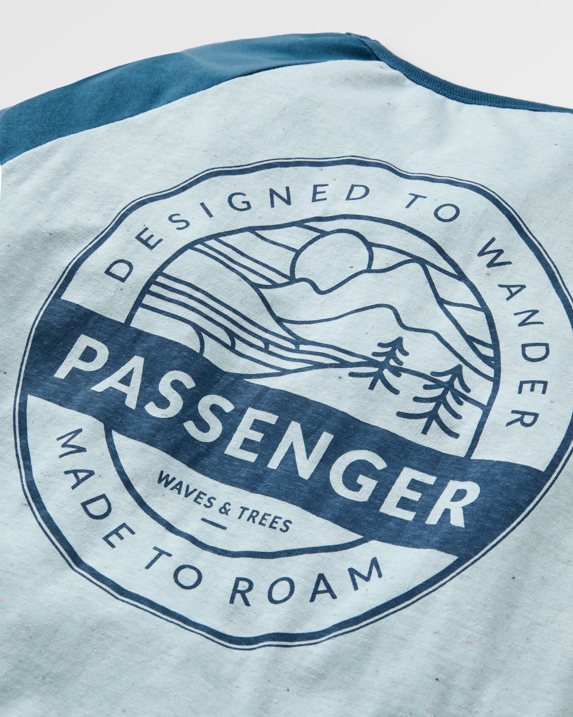Odyssey Recycled Cotton Raglan T-Shirt - Ice Blue - Flatlay