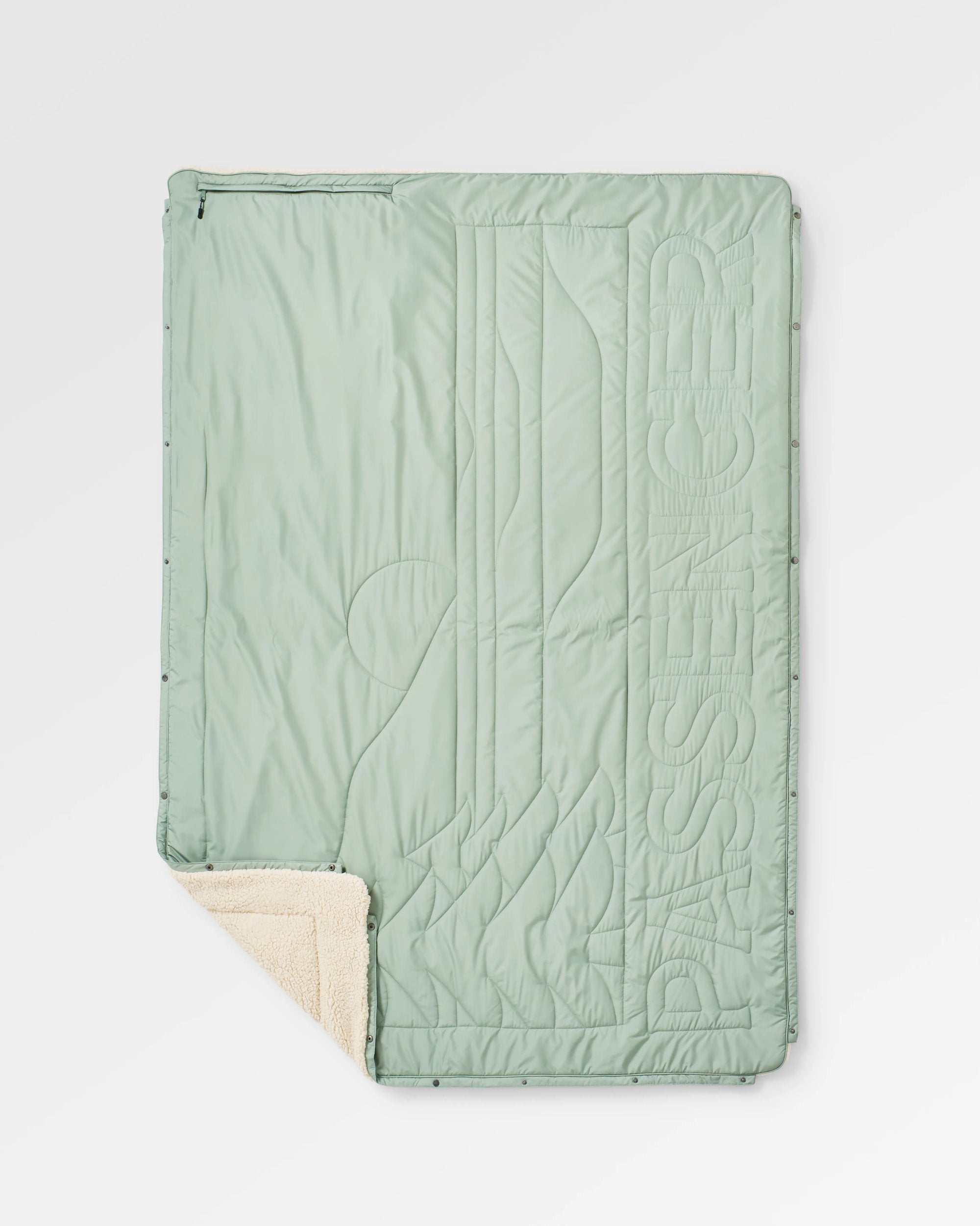 Cabin Recycled Sherpa Blanket - Pistachio - Flatlay