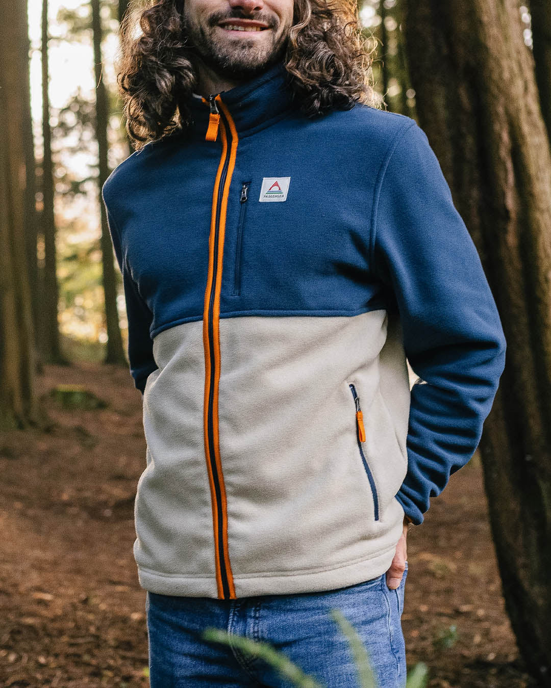 Ridge Full Zip Polar Fleece - Dark Denim/Oatmeal