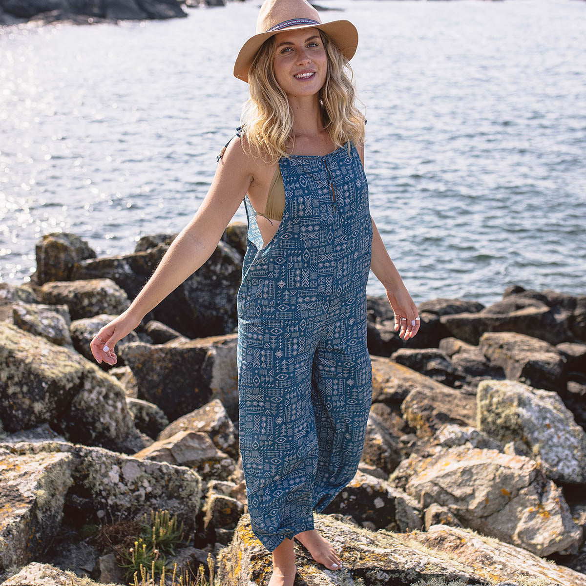 Spirit Jumpsuit - Blue Coral Geo Tile