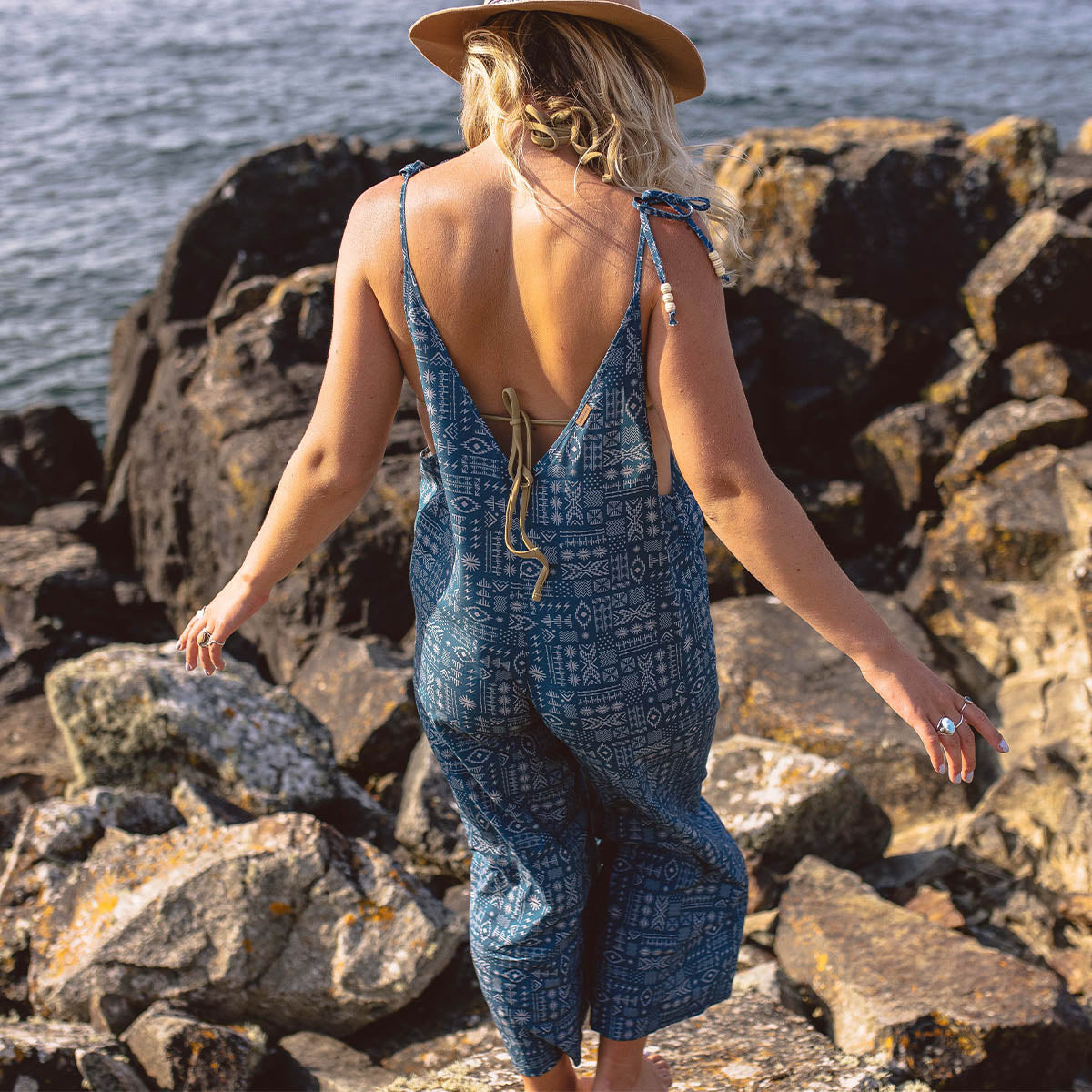 Spirit Jumpsuit - Blue Coral Geo Tile