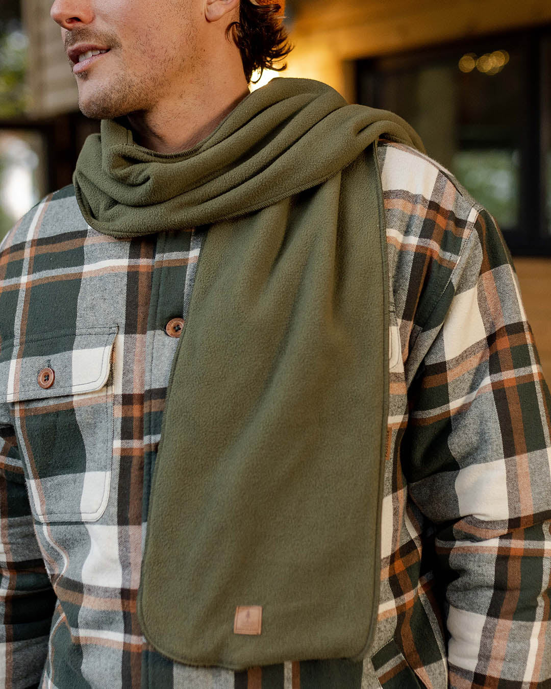 Male_Bundle Recycled Polar Fleece Scarf - Khaki