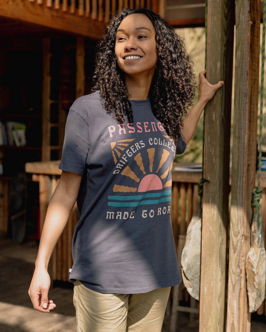 Drifters Oversized Recycled Cotton T-Shirt - Charcoal - Lifestyle