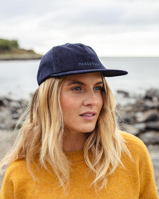 Womens_Byron Recycled Cord 5 Panel Cap - Rich Navy